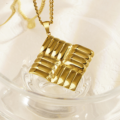 Fashion 304 Stainless Steel Square Pendant Necklace for Women's Daily Wear MY9150-1