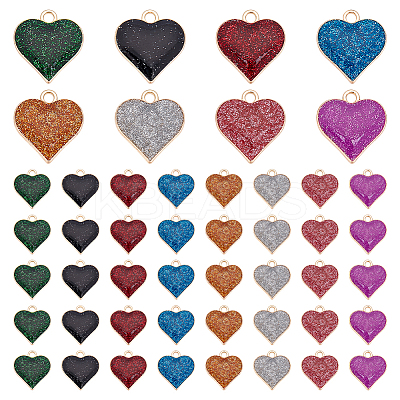 48Pcs 8 Colors Zinc Alloy Pendants ENAM-UN0001-33-1