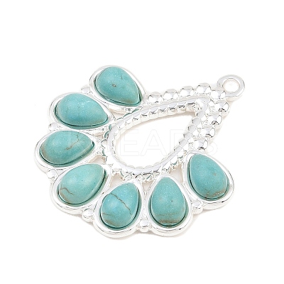 Bohemian Style 304 Stainless Steel with Dyed Synthetic Turquoise Pendants LS-STAS-G381-01S-1