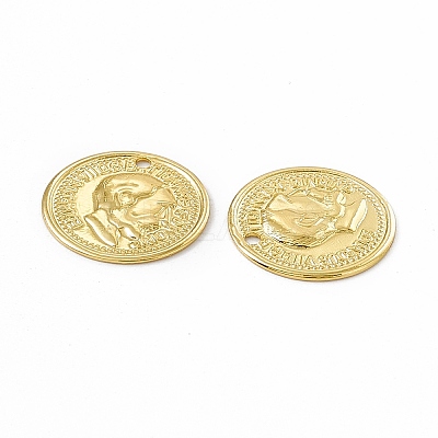 Rack Plating Brass French Coins Charms KK-C007-11G-1