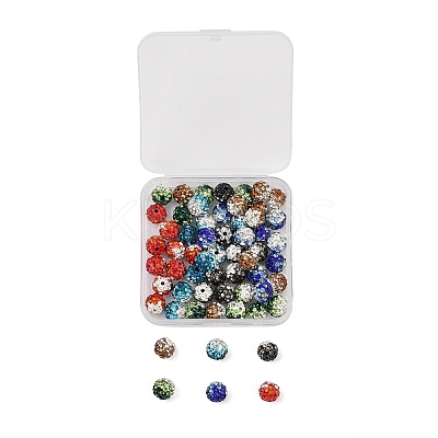 60Pcs 6 Color Handmade Polymer Clay Rhinestone Beads PORC-PH0001-38-1