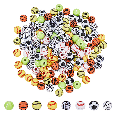 160Pcs 8 Colors Opaque Acrylic Beads MACR-DC0001-13-1