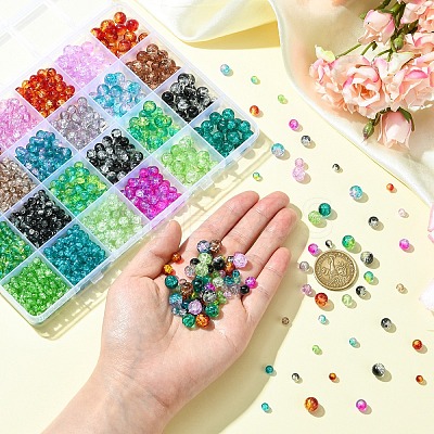 1776Pcs 3 Styles Spray Painted Crackle Glass Beads Sets CCG-YW0001-18-1