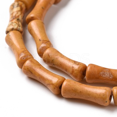 Natural Yellow Bamboo Leaf Stone Beads Strands G-C245-12-1