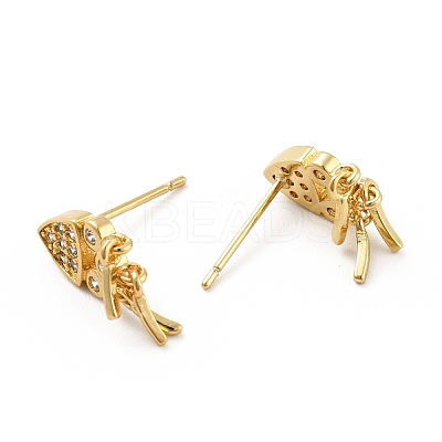 Clear Cubic Zirconia Fish Stud Earrings EJEW-G297-27G-1