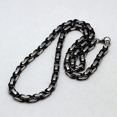 Men's Boys Byzantine Chain Necklaces Fashionable 201 Stainless Steel Necklaces NJEW-I008-48C-1