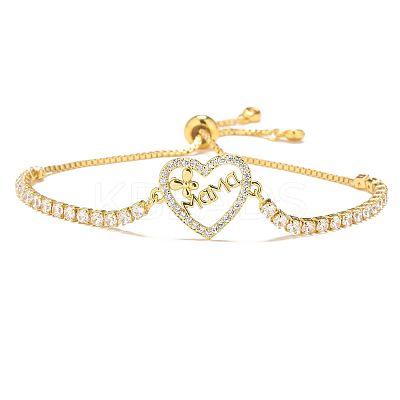 Mother's Day Brass Micro Pave Clear Cubic Zirconia Slider Bracelets FS-WGA4315-03-1