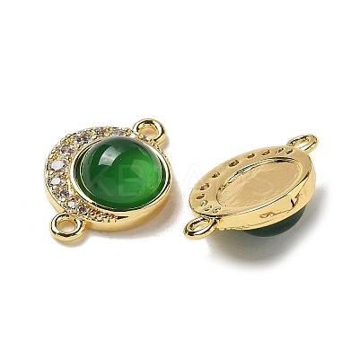 Brass Micro Pave Clear Cubic Zirconia Connector Charms KK-R210-30G-01-1