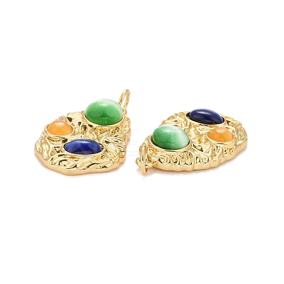 Rack Plating Cat Eye Pendants KK-I689-11G-1