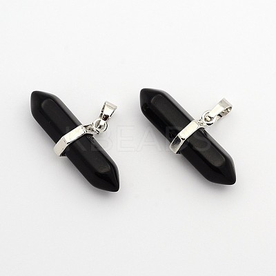 Natural Dyed & Heated Black Agate Double Terminated Pointed Pendants G-F177-18-1