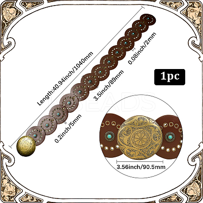 Western Retro PU Leather & Resin Imitation Gemstone Disc Chain Belts with Alloy Buckles AJEW-WH20064-21-1