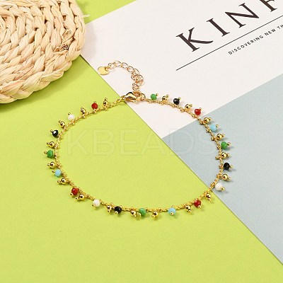Brass Curb Chains Anklets AJEW-AN00310-1