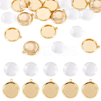 12Pcs Brass Pendant Cabochon Settings KK-TA0003-10C-1