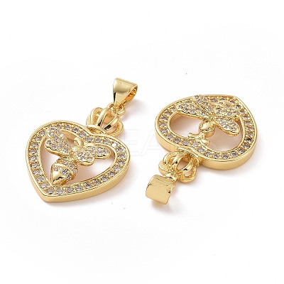 Brass Cubic Zirconia Pendants ZIRC-I062-35G-1