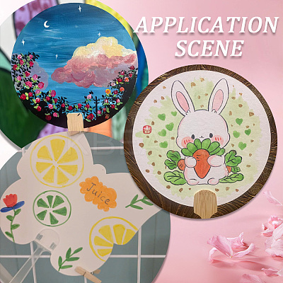 30Pcs 2 Styles Paper Hand Held Fan DIY-SP0002-07-1
