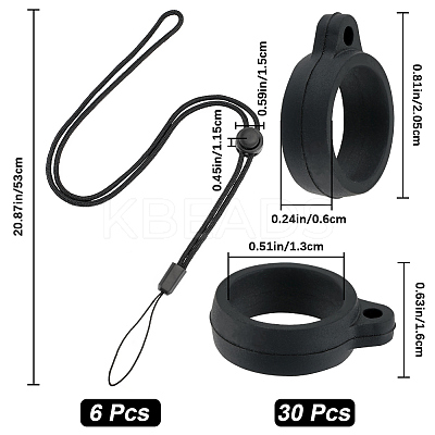 36Pcs Silicone Rings with 6Pcs Polyester Necklace Lanyard Anti-Loss Pendant Holder DIY-GF0008-08C-1