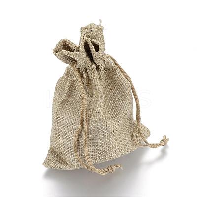Polyester Imitation Burlap Packing Pouches Drawstring Bags ABAG-R005-18x13-01-1