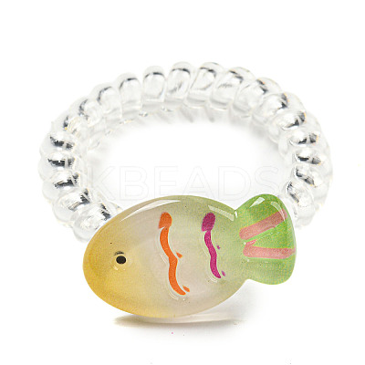 Summer Fish Resin Telephone Line Wire Elastic Hair Ties LS-AJEW-U004-02C-1