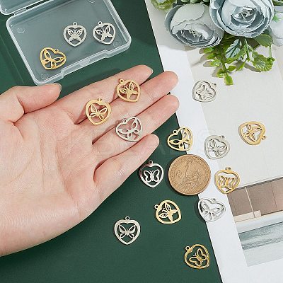 16Pcs 8 Style 201 Stainless Steel Pendants STAS-UN0032-09-1