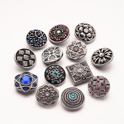 Flat Round with Mixed Style Zinc Alloy Jewelry Snap Buttons ALRI-R019-M-1