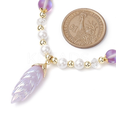 Glass & Shell Pearl &  Synthetic Non-magnetic Hematite Beaded Necklaces NJEW-JN04976-1