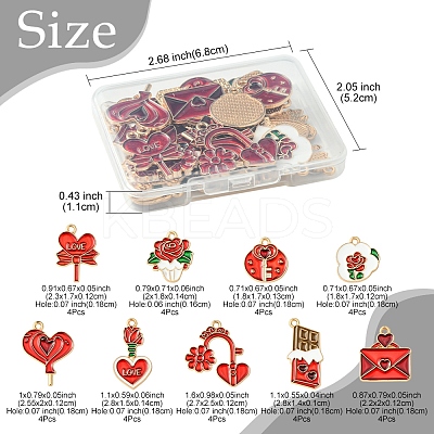 36Pcs 9 Styles Valentine's Day Theme Alloy Enamel Pendants ENAM-FS0002-48-RS-1