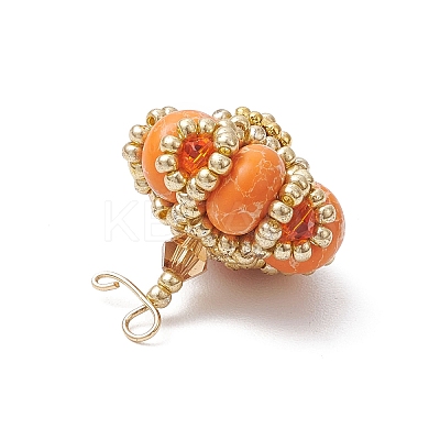 Handmade Glass Seed Beaded & Synthetic Dyed Imperial Jasper Beads Pendants PALLOY-MZ00770-1
