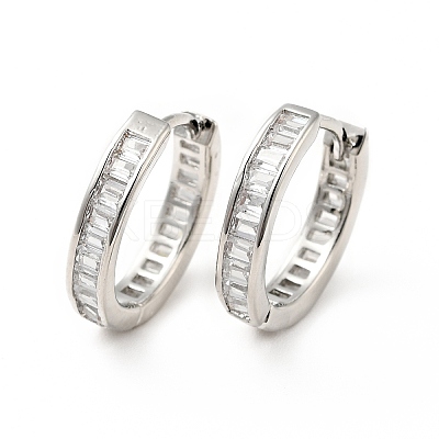 Clear Cubic Zirconia Hinged Hoop Earrings EJEW-F288-09P-1
