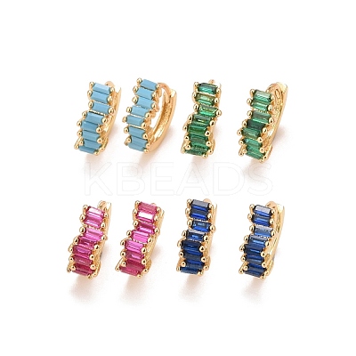 Cubic Zirconia Rectangle Hoop Earrings EJEW-A069-16G-1