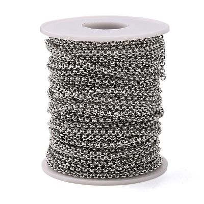Tarnish Resistant 304 Stainless Steel Rolo Chains STAS-O076-01-1