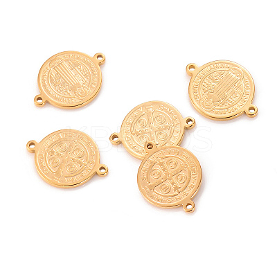 304 Stainless Steel Flat Round Connector Charms PW-WGBC551-03-1