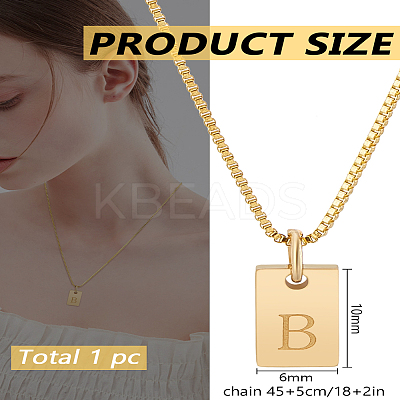 1Pc Stainless Steel Letter Rectangle Pendant Necklaces NJEW-LP0001-34B-G-1