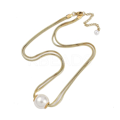 Ion Plating(IP) 304 Stainless Steel 2-Strand Snake Chain Necklaces NJEW-D080-07G-1