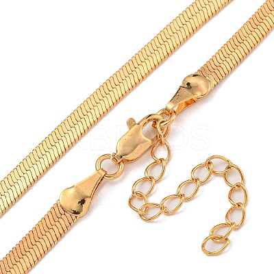 Brass Flat Snake Chain Necklaces for Women NJEW-U011-13G-1
