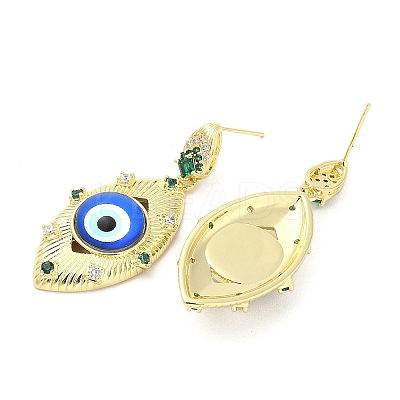 Rack Plating Brass Micro Pave Clear Cubic Zirconia Stud Earrings for Women EJEW-M260-23G-01-1