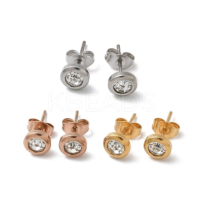 Ion Plating(IP) 304 Stainless Steel Flat Round Stud Earrings EJEW-C099-16A-1