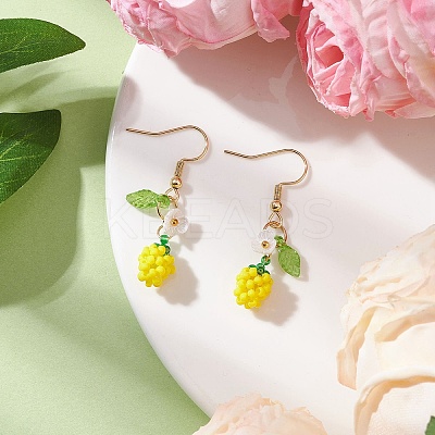 Handmade Glass Seed Beads Apple Dangle Earrings EJEW-MZ00575-03-1