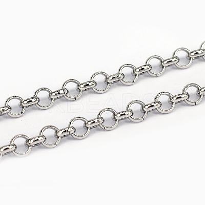 Non-Tarnish 3.28 Feet 304 Stainless Steel Rolo Chains X-CHS-L001-28-4mm-1