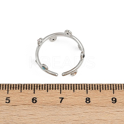 304 Stainless Steel Rhinetsone Open Cuff Rings for Women RJEW-K301-07P-1
