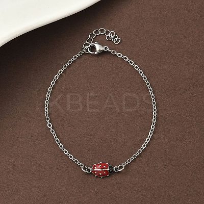 304 Stainless Steel Enamel Link Bracelets BJEW-K226-17B-P-1