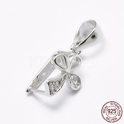 Anti-Tarnish Rhodium Plated 925 Sterling Silver Micro Pave Cubic Zirconia Pendant Bails STER-P034-57P-1