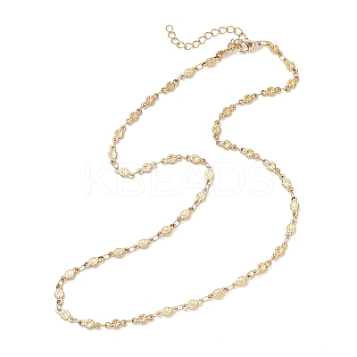 3.5MM 304 Stainless Steel Flower Link Chain Necklaces for Women NJEW-JN05599-1