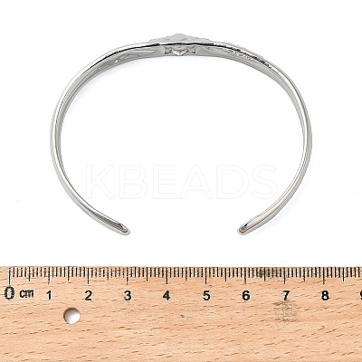 12MM 304 Stainless Steel Lotus Flower Cuff Bangles for Women BJEW-P359-01P-1