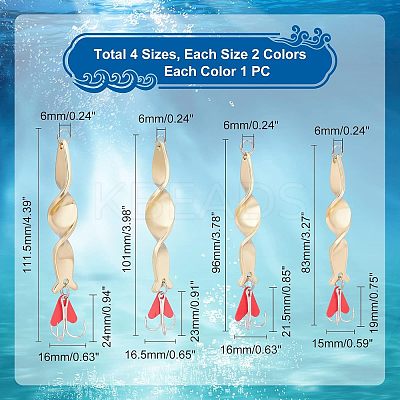8Pcs 8 Style 201 Stainless Steel Fishing Crankbaits FIND-FH0003-68-1