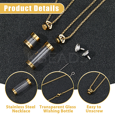 Transparent Glass Wishing Bottle Pendant NJEW-HS0001-01G-1