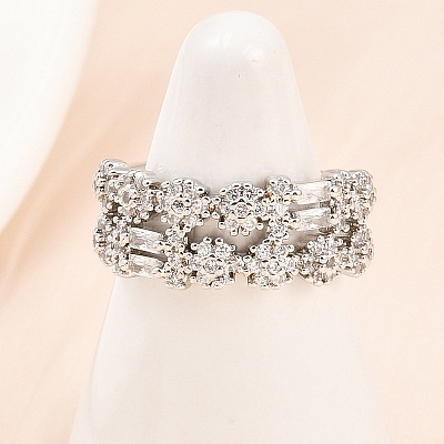 Brass Micro Pave Cubic Zirconia Cuff Rings for Women RJEW-Z113-50P-1