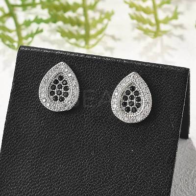 Brass Micro Pave Cubic Zirconia Stud Earrings for Women EJEW-G428-11P-02-1
