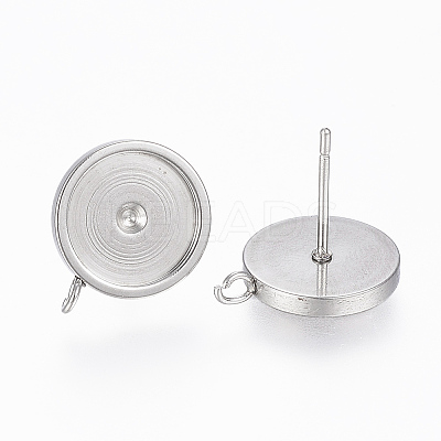 Non-Tarnish 201 Stainless Steel Stud Earring Settings LS-STAS-G179-41P-10mm-1