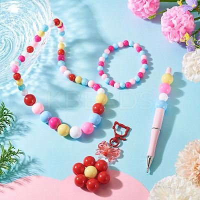 100Pcs 5 Styles Opaque Acrylic Beads MACR-TADJ0001-12G-1