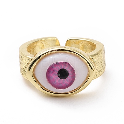 Resin Horse Eye Open Cuff Ring RJEW-P032-41G-1